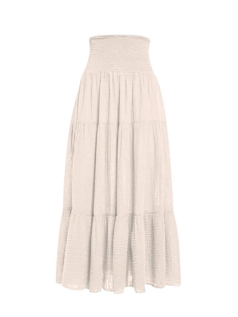 Tiered Smocked Maxi Skirt in Cream